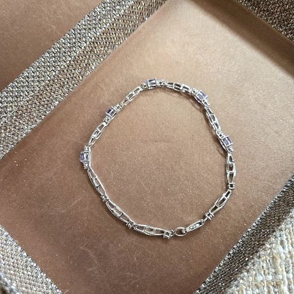 Sterling Silver Tanzanite Diamond Bracelet - Picture 4 of 9